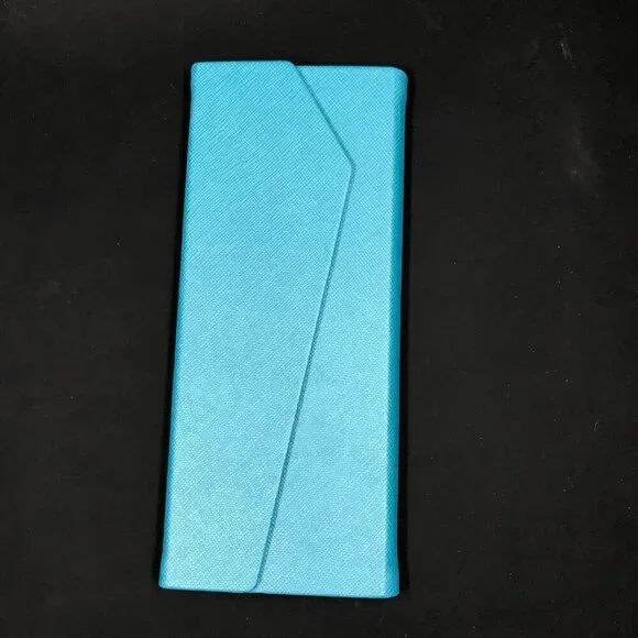 Zenni Aqua/teal/blue sunglass or eyeglass case.  Triangle design, lays flat - Picture 7 of 8